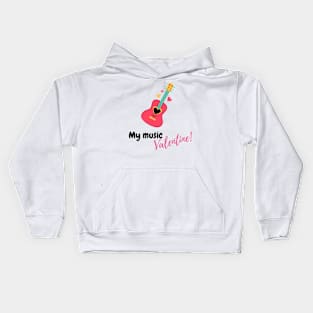 My Music Valentine, valentine's day, black text Kids Hoodie